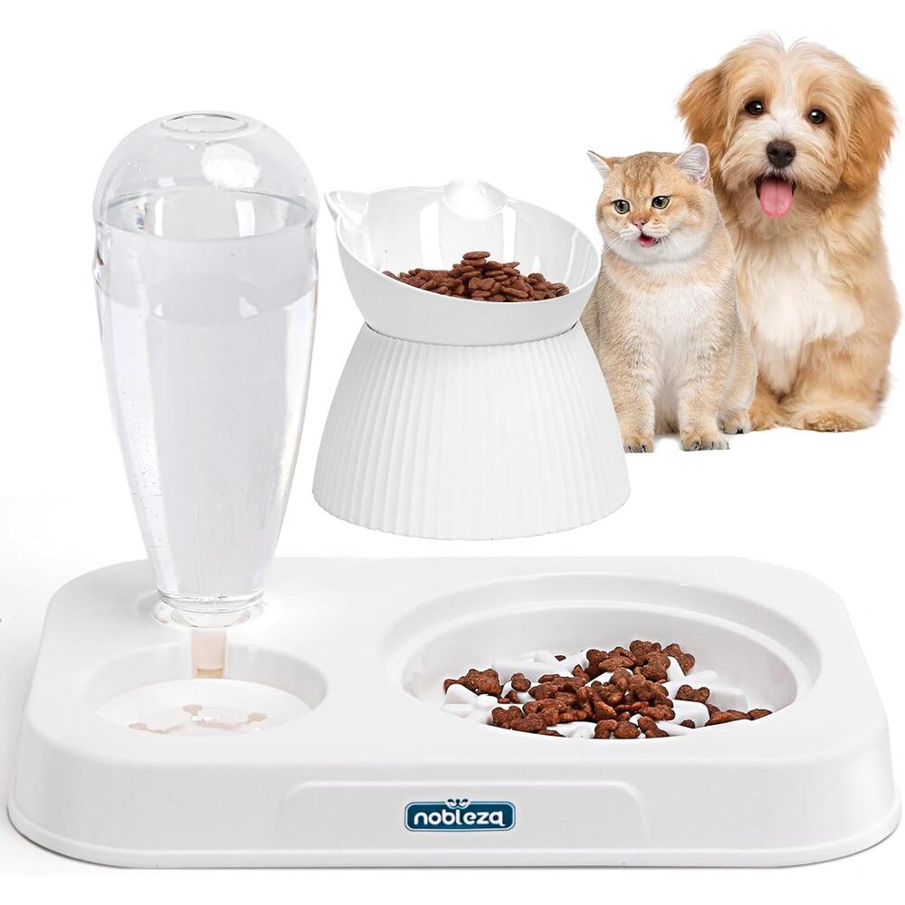 New 3-in-1 Raised, Whisker Friendly, Slow Feeder Pet Bowl